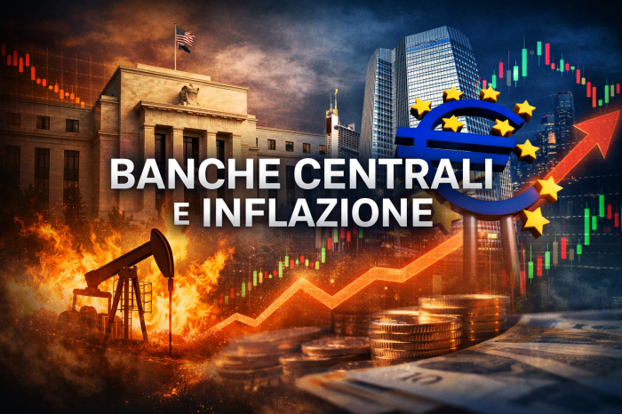 Banche centrali e inflazione: cosa sta cambiando Copertina con titolo “BANCHE CENTRALI E INFLAZIONE”, su sfondo scuro con elementi finanziari stilizzati e grafici macroeconomici, che richiamano il ruolo delle banche centrali nel controllo dell’inflazione legata al caro energia.