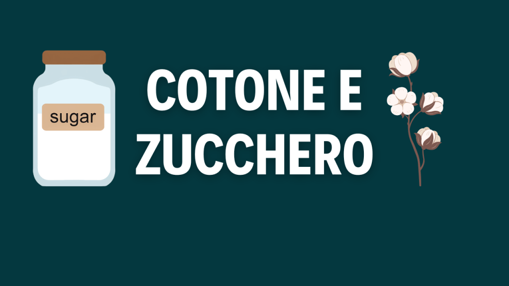 Cotone e Zucchero salgono immagine di Cotone e contenitore con zucchero stilizzati al centro la scritta Cotone e Zucchero.