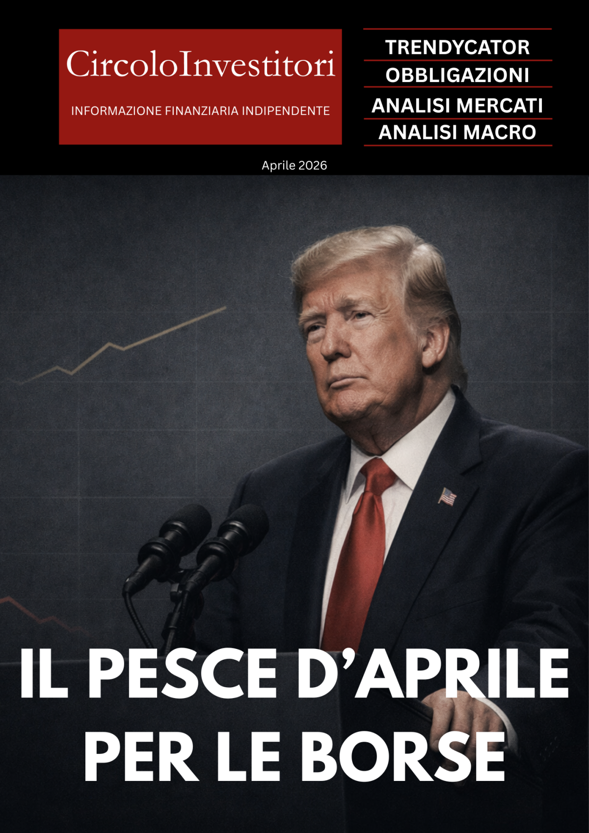 copertina Magazine aprile 2026 con Trump che parla alla nazione