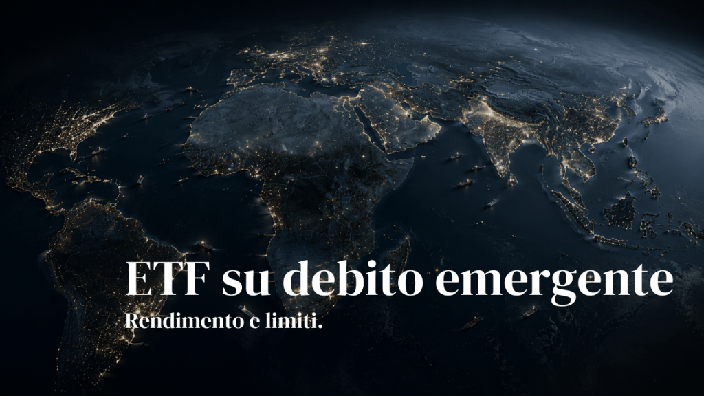 BlackRock riporta il debito emergente sotto i riflettori, ma negli ETF obbligazionari emergenti manca il trend Immagine notturna dallo spazio dei paesi emergenti del Golfo con scritta ETF su debito emergente.