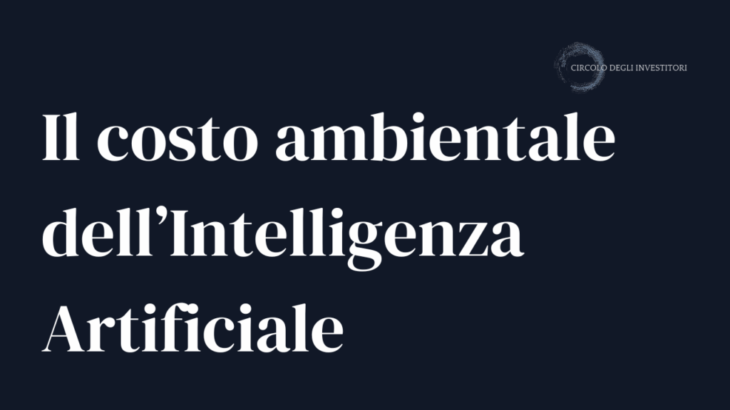 Il costo ambientale dell’intelligenza artificiale Copertina neutra su sfondo blu con scritta bianca "Il costo ambientale dell'intelligenza artificiale"