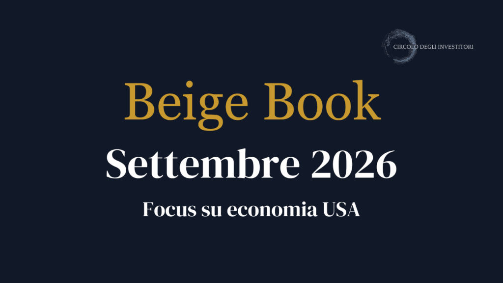 Beige Book Fed, il quadro economico USA a settembre 2026 Copertina navy per Beige Book con focus su economia USA a settembre 2026