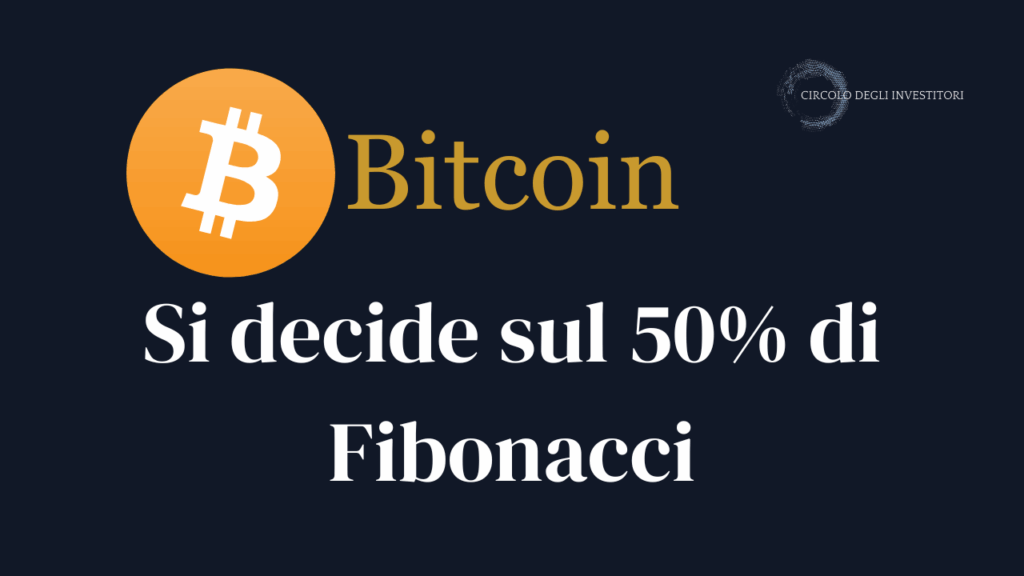 Bitcoin, il livello che decide tutto è il 50% di Fibonacci Bitcoin si decide tutto sul 50% di Fibonacci. Copertina con sfondo blu navy del Circolo.